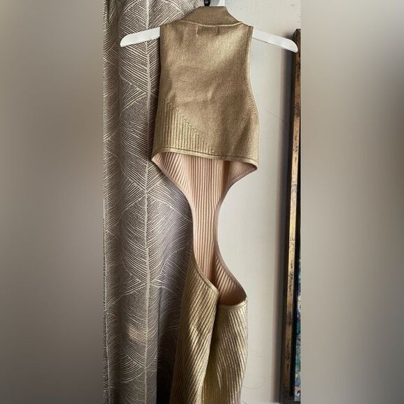 MICHAEL COSTELLO x REVOLVE Calista Midi Dress Summer Gold Champagne Sz Small - Picture 6 of 12